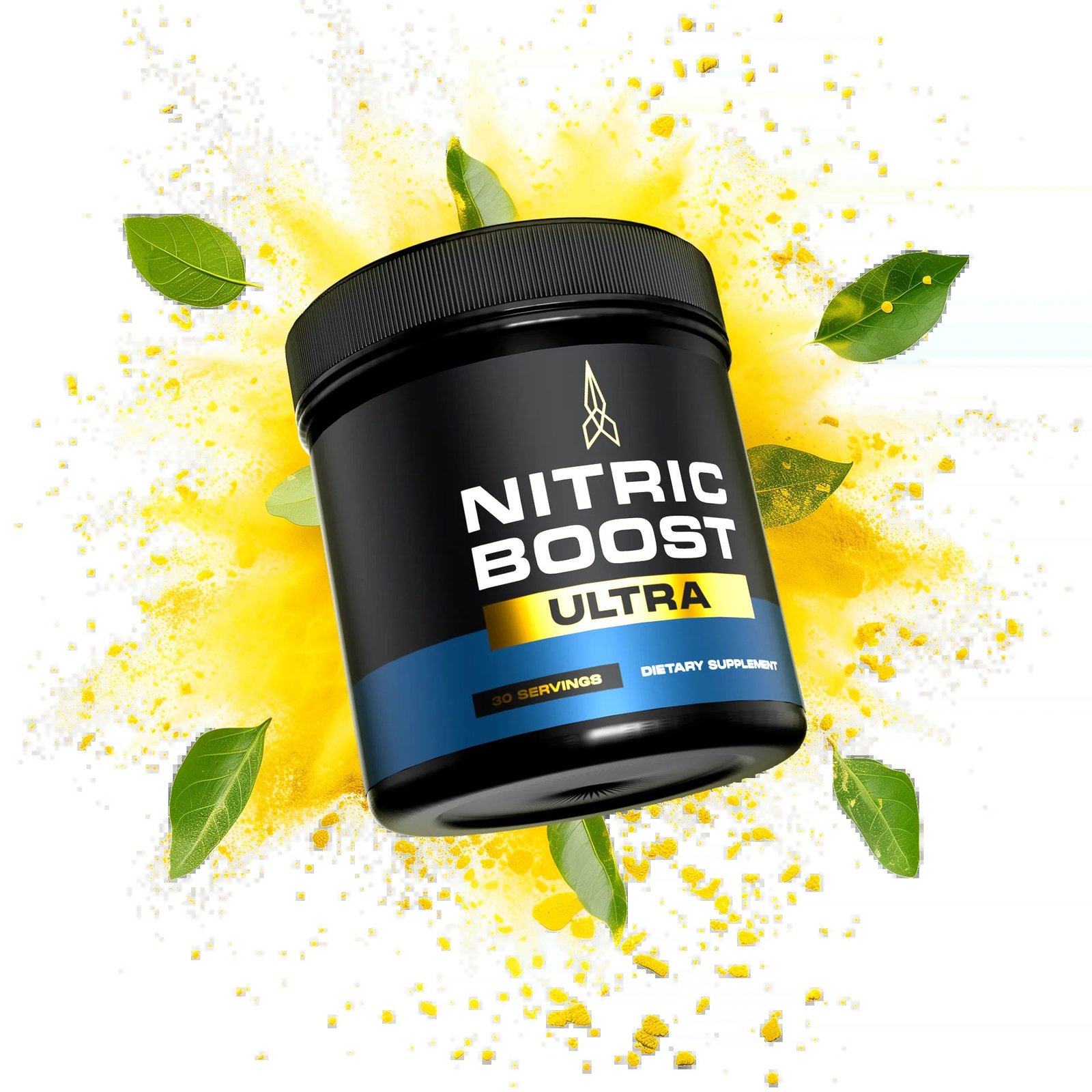 A jar of Nitric Boost Ultra nitric oxide support powder with beet and leaf ingredients