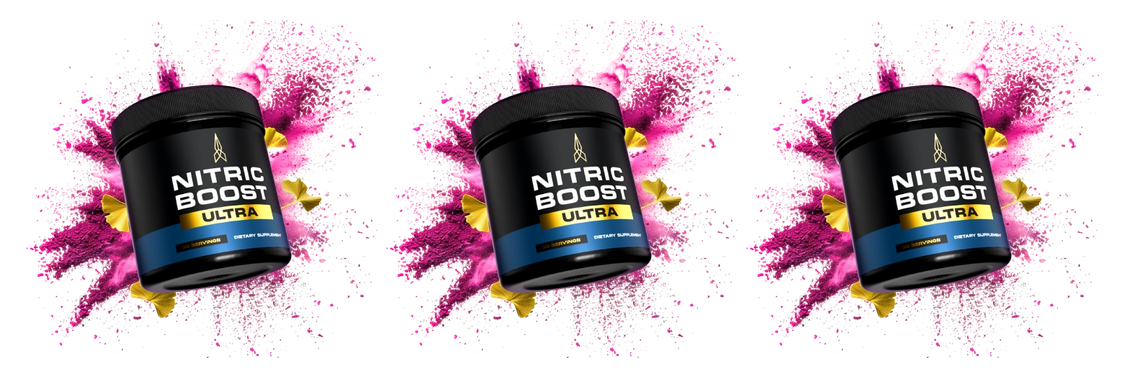 Three jars of Nitric Boost Ultra nitric oxide support powder — 3-jar package